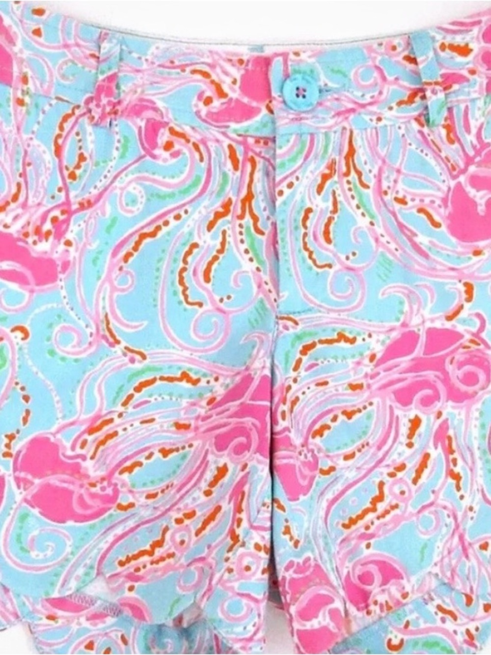 Lilly Pulitzer Women’s Printed Cotton-Blend Shorts in Pink & Aqua